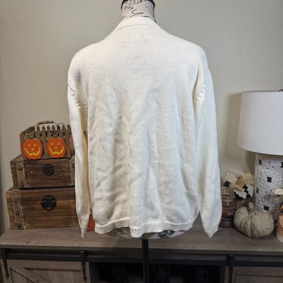 Vintage Heirloom Collectibles Heart Embroidered Knit Cardigan Sz L Cottage Y2k - Picture 6 of 9